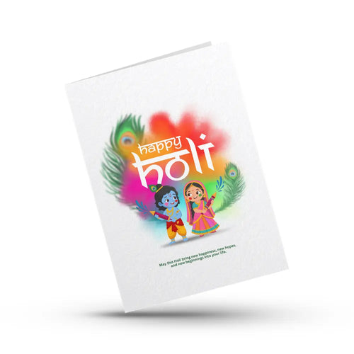 Artistic Peacock Holi Color Splash Card Magicgift.ae