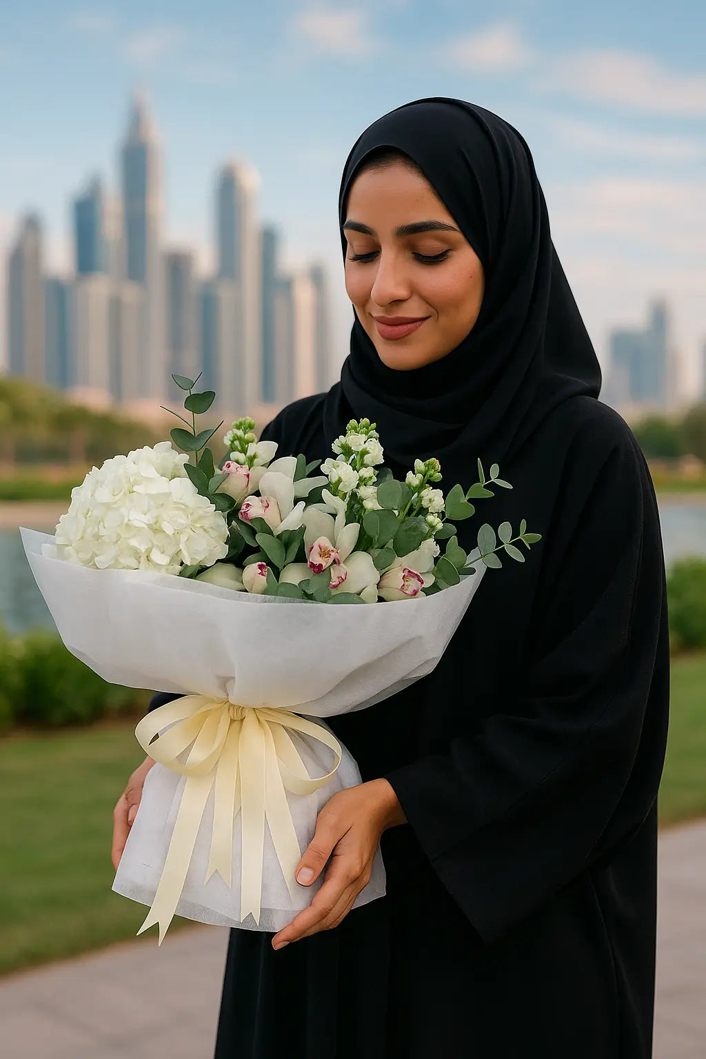 ivory-garden-white-flower-bouquet-dubai