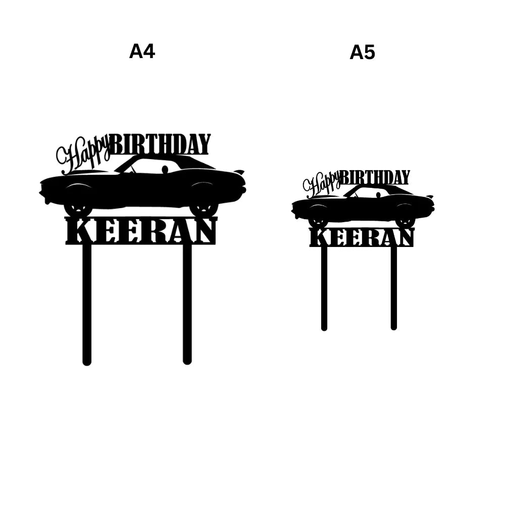 Sports Car Happy Birthday Cake Topper with Name Magicgift.ae