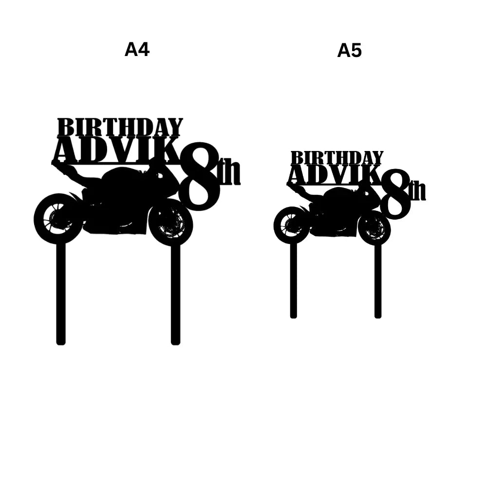 Motorbike Birthday Cake Topper with Name & Age Magicgift.ae