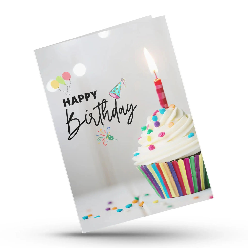 Colorful cupcake birthday greeting card