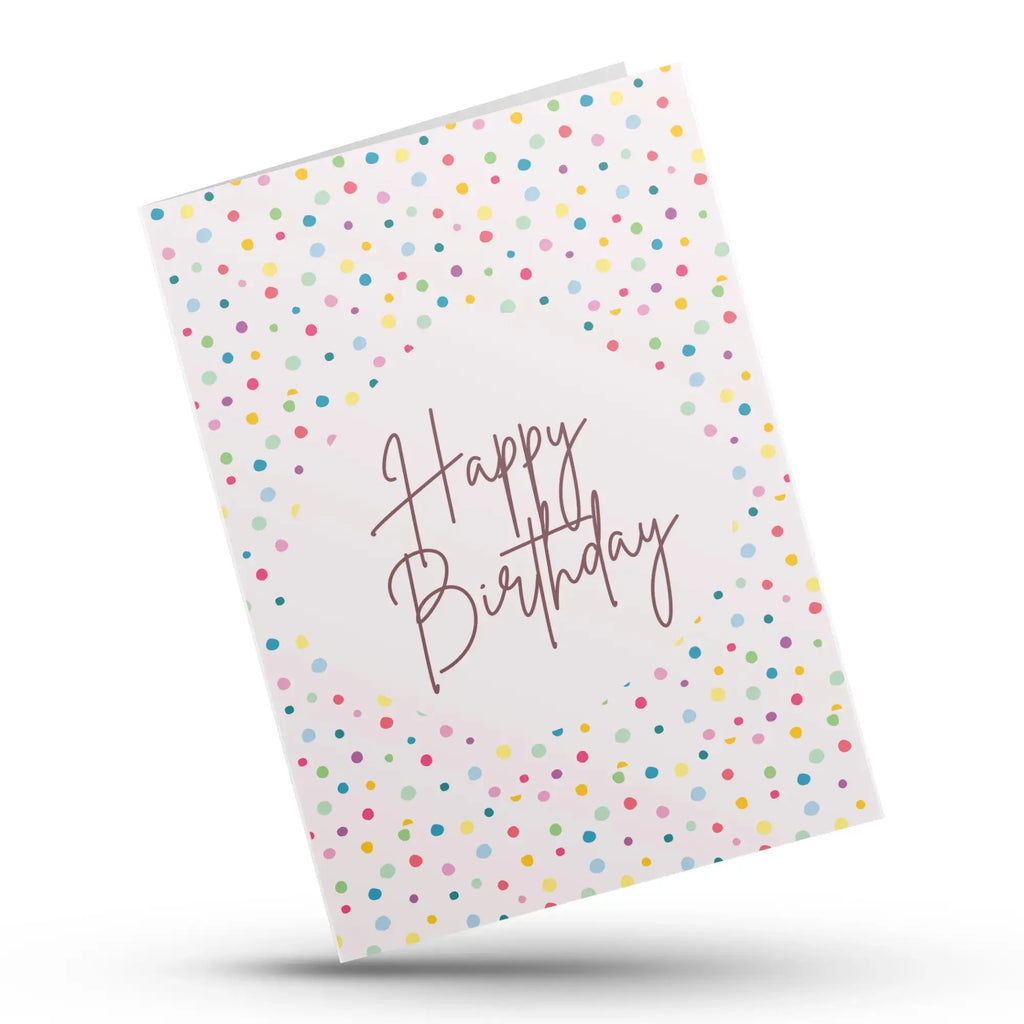 Confetti style happy birthday greeting card design