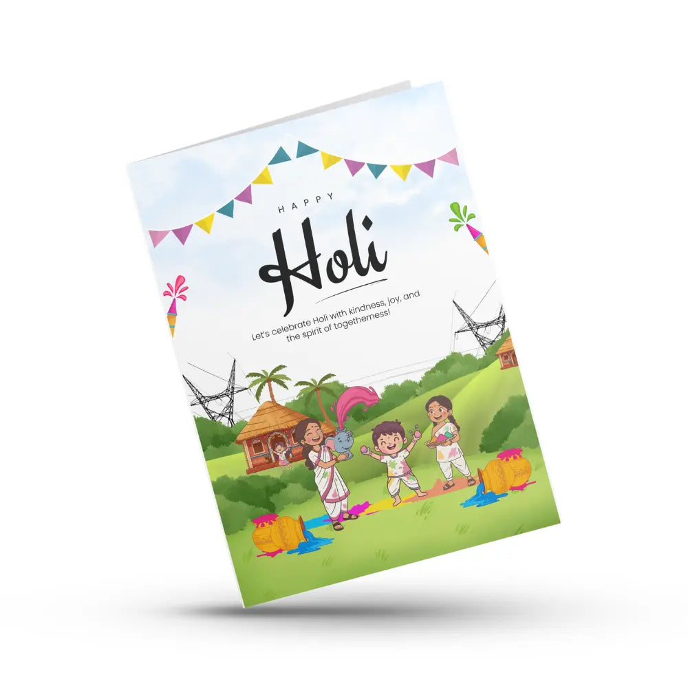Cute Village Holi Celebration Card Magicgift.ae