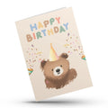 Cute bear happy birthday greeting card illustration
