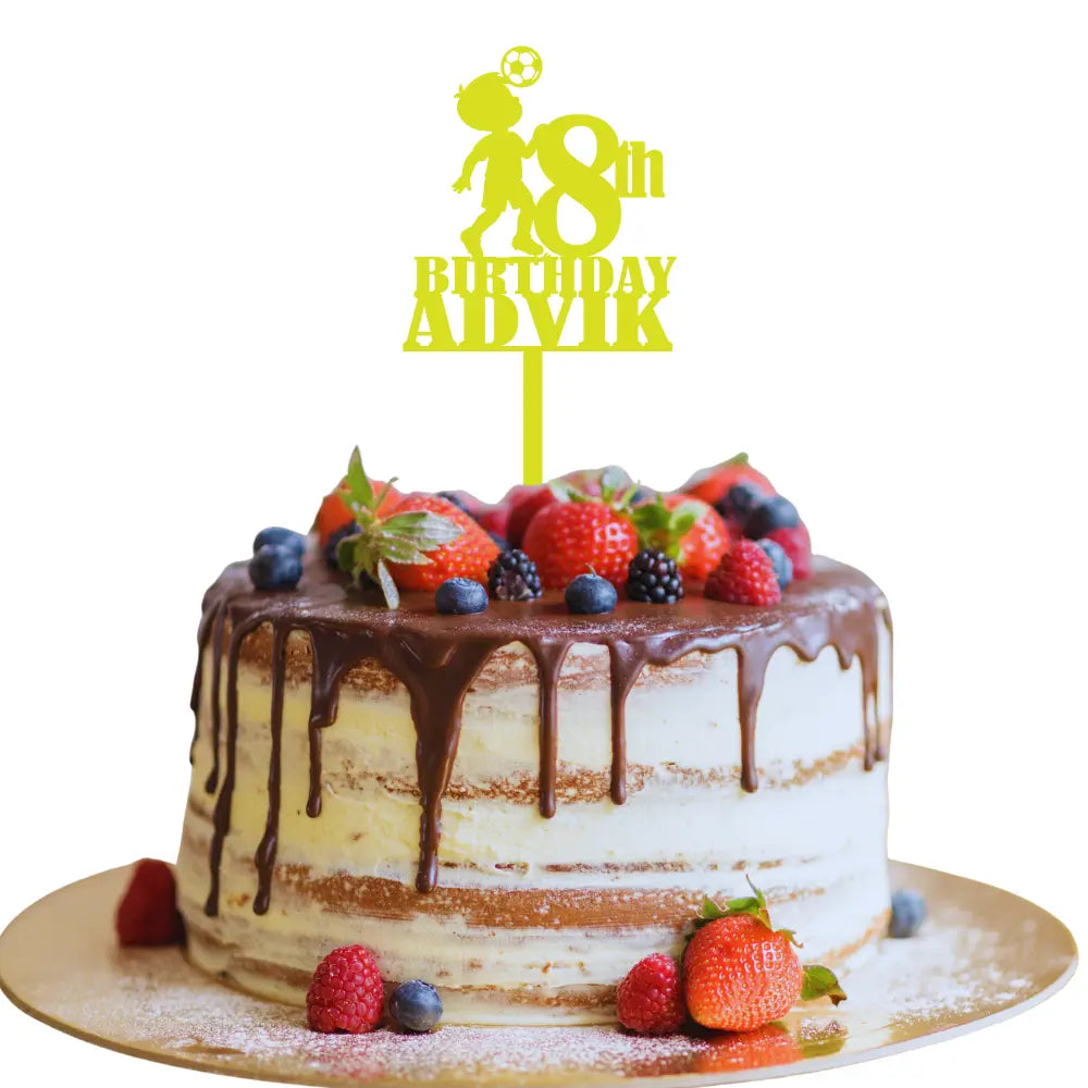 Football Birthday Cake Topper with Name & Age Magicgift.ae