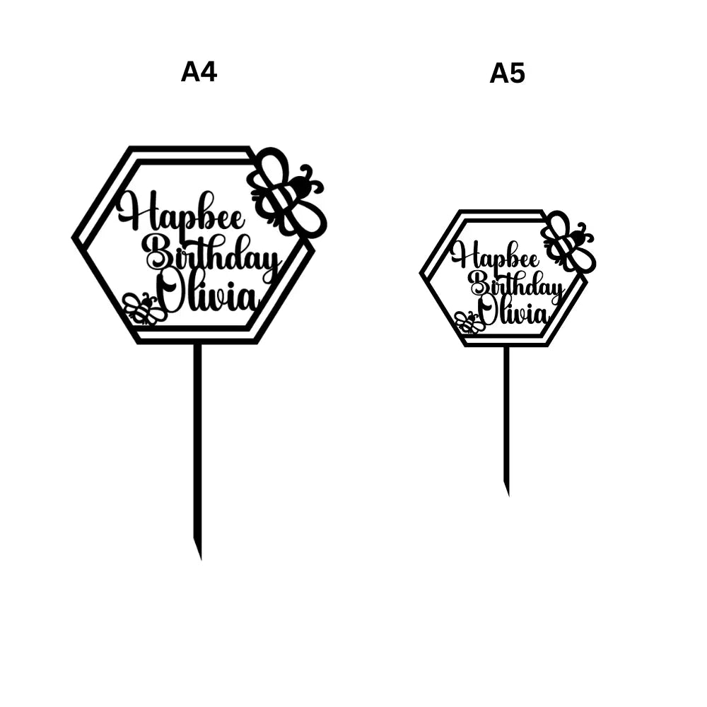 Hapbee Birthday Cake Topper with Name Magicgift.ae