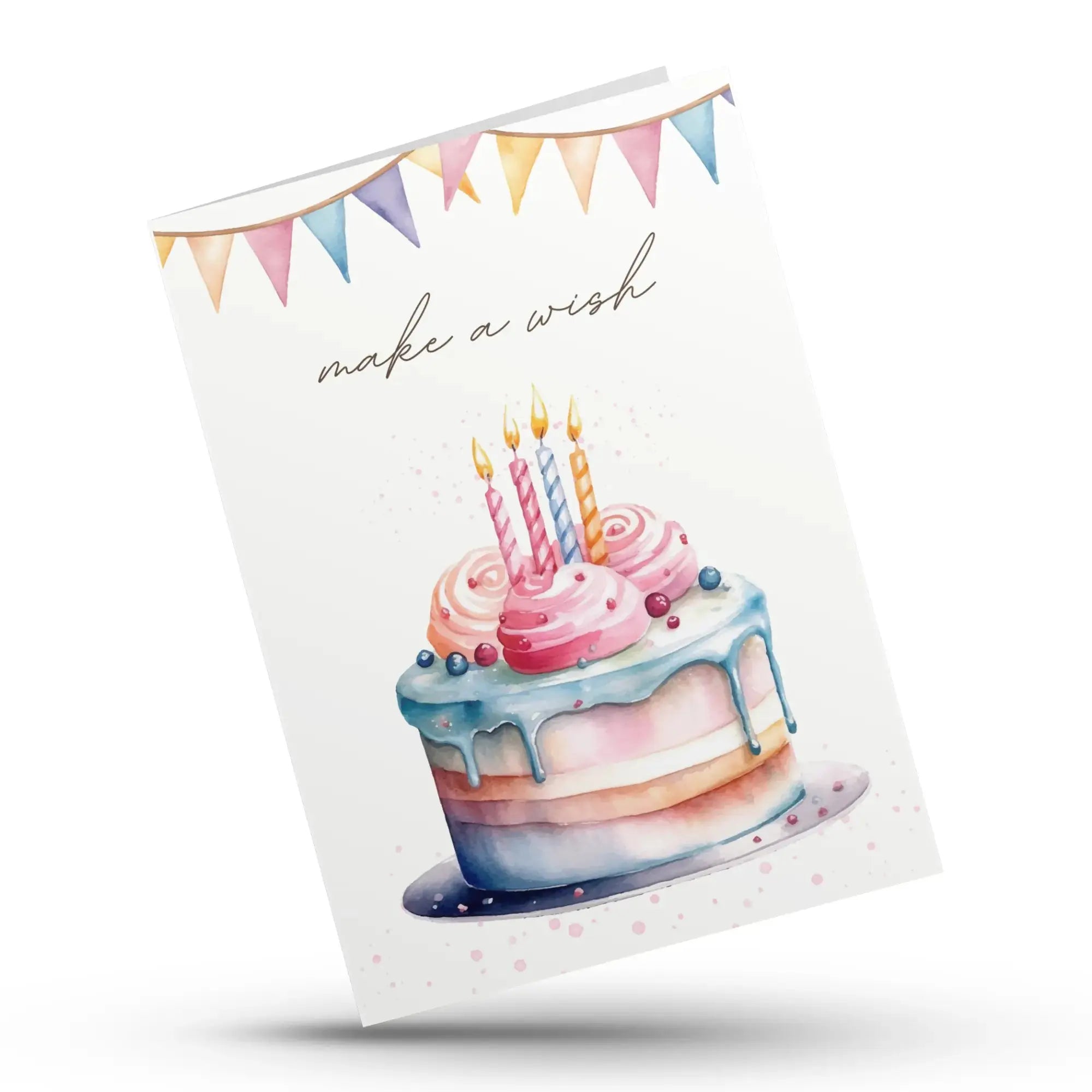 Make a Wish Watercolor Cake Birthday Card