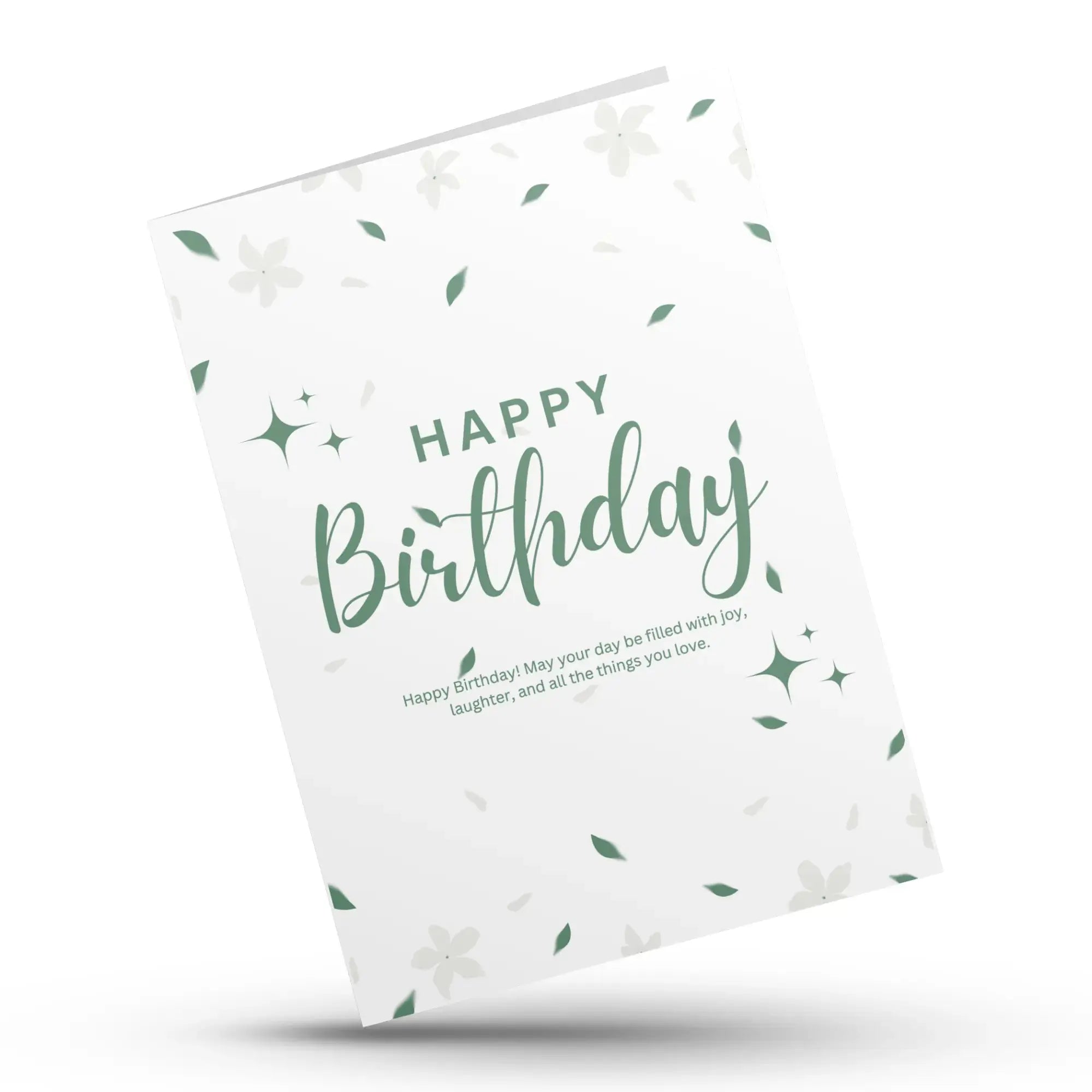Minimal green floral happy birthday greeting card