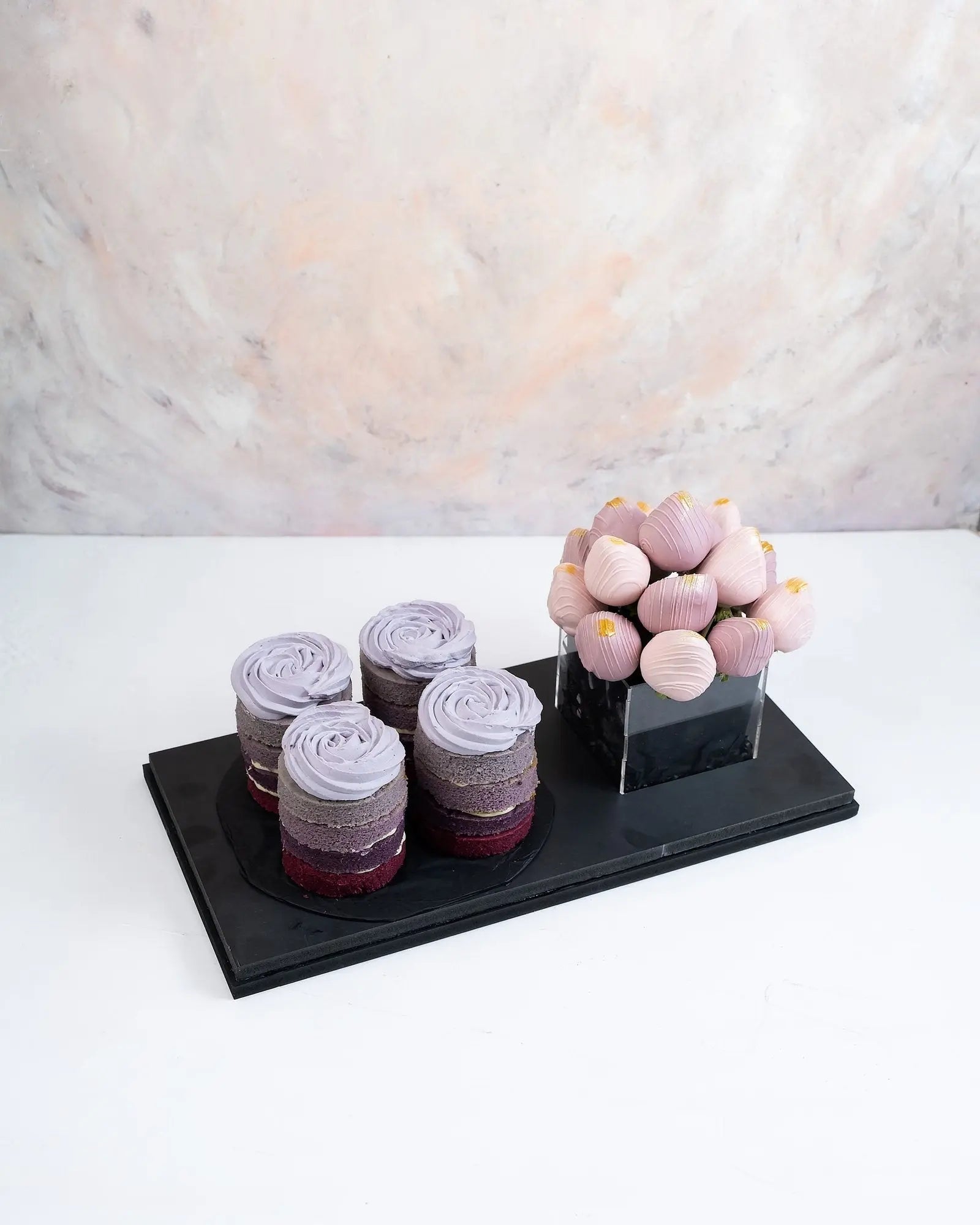 ombre-mini-cakes-and-berries-arrangement-dubai