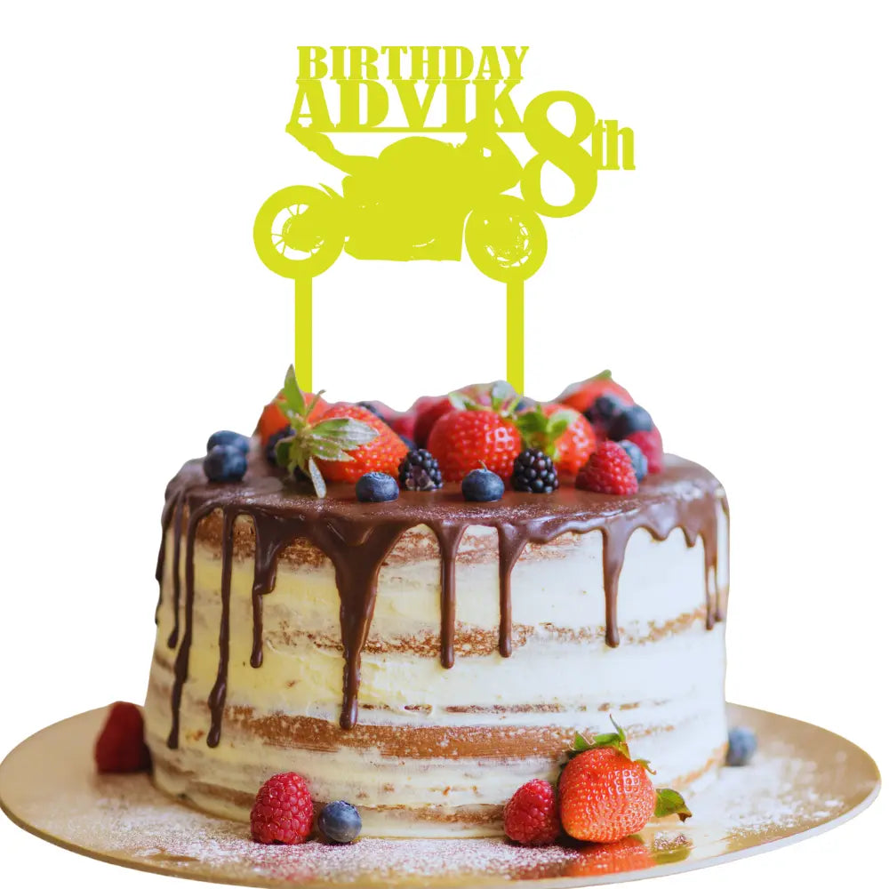 Motorbike Birthday Cake Topper with Name & Age Magicgift.ae