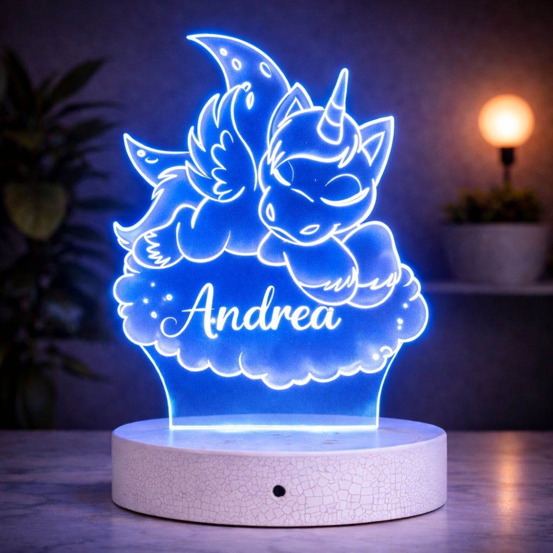Personalised Unicorn LED Acrylic Lamp with Name | Kids Night Light Dubai
