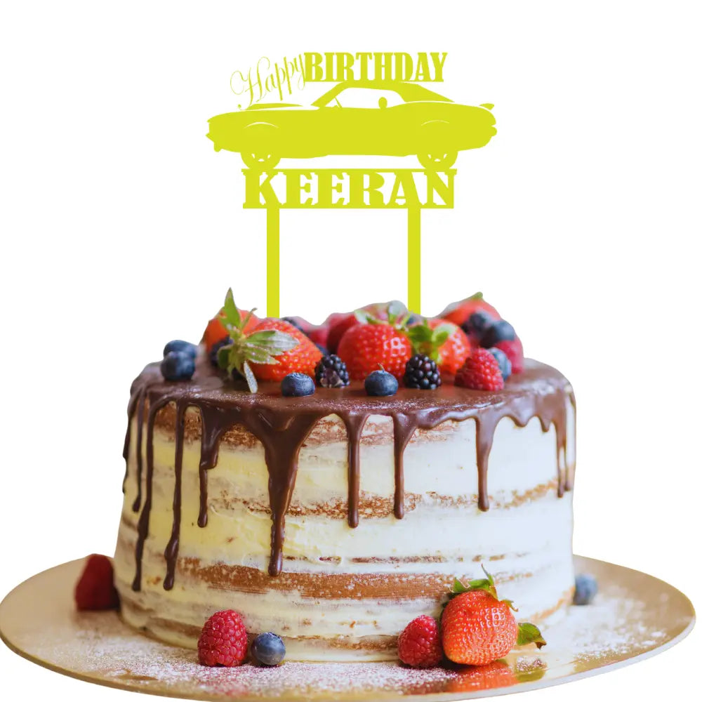 Sports Car Happy Birthday Cake Topper with Name Magicgift.ae
