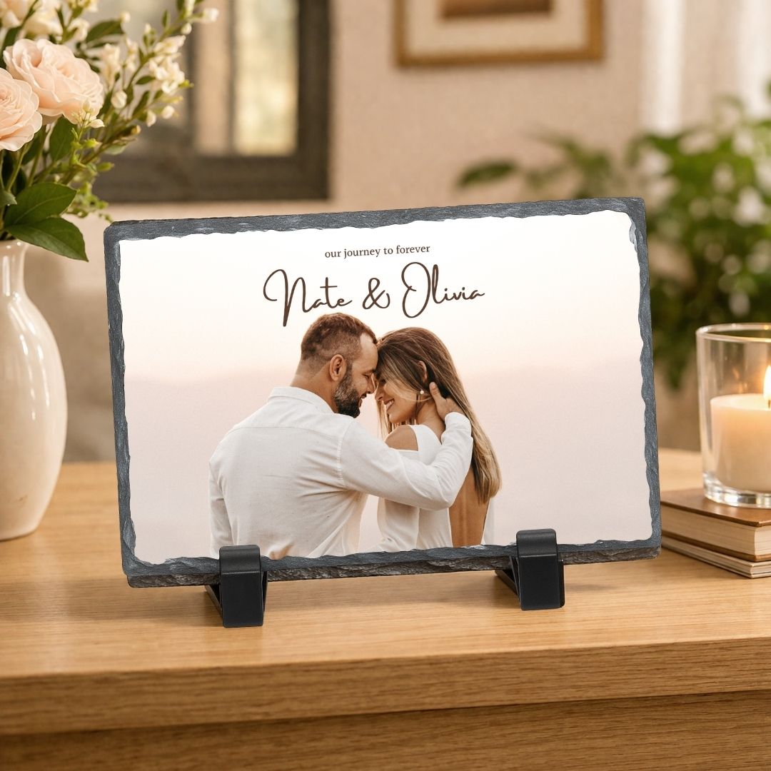 Personalised Couple Rectangle Stone Photo Frame