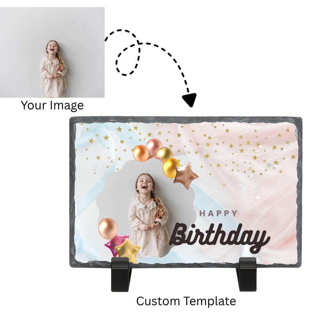 Personalised Birthday Rectangle Stone Photo Frame 2