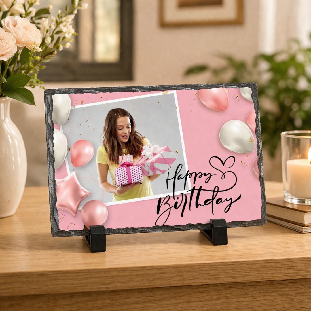 Personalised Birthday Rectangle Stone Photo Frame