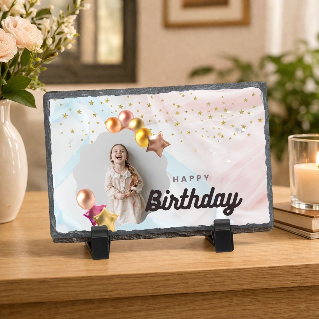 Personalised Birthday Rectangle Stone Photo Frame 2
