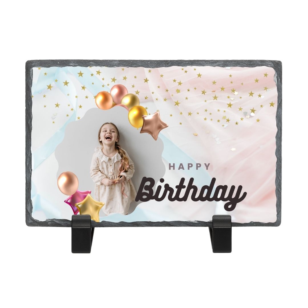 Personalised Birthday Rectangle Stone Photo Frame 2