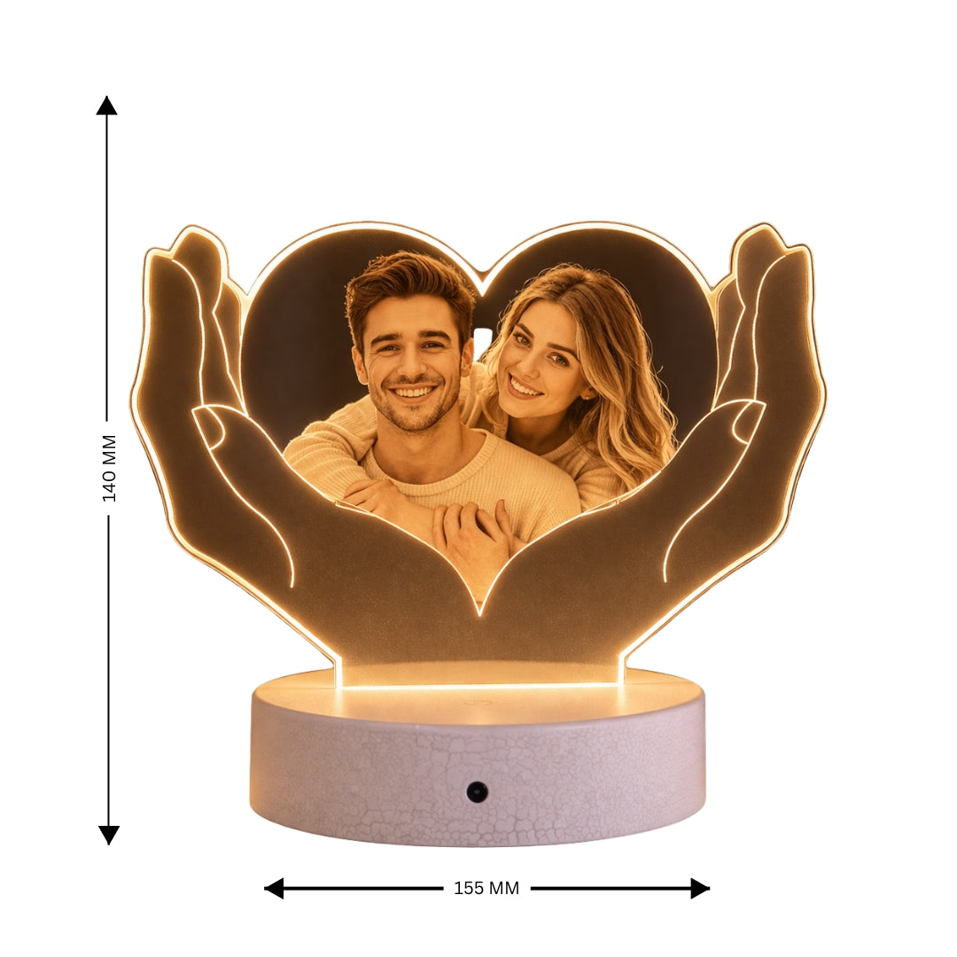 Personalised Photo LED Lamp with Heart & Hands | Custom Acrylic Gift Dubai