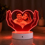 Personalised Photo LED Lamp with Heart & Hands | Custom Acrylic Gift Dubai