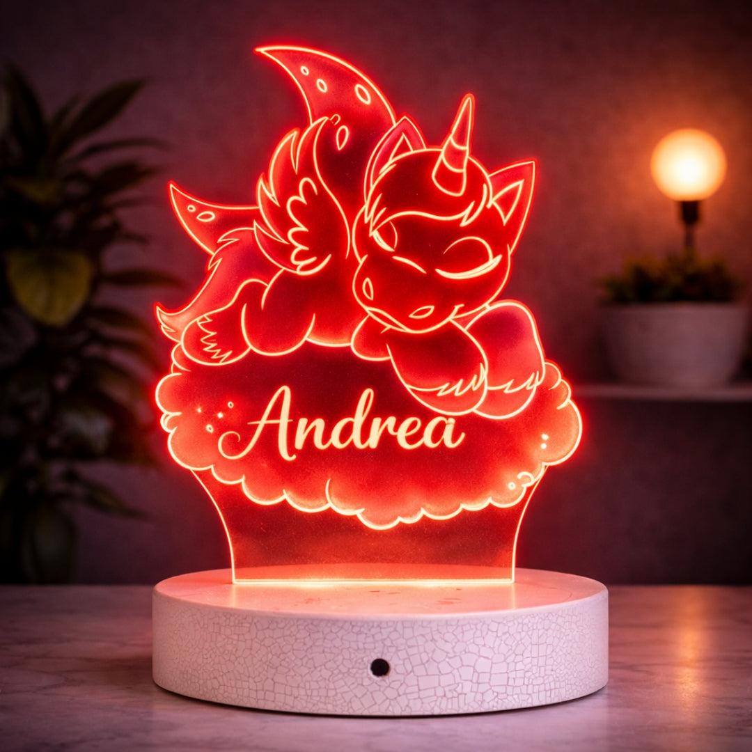 Personalised Unicorn LED Acrylic Lamp with Name | Kids Night Light Dubai
