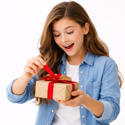Young_girl_opening_a_gift_box_with_red_ribbon_on_white_background_birthday_gifts_for_girls_in_Dubai