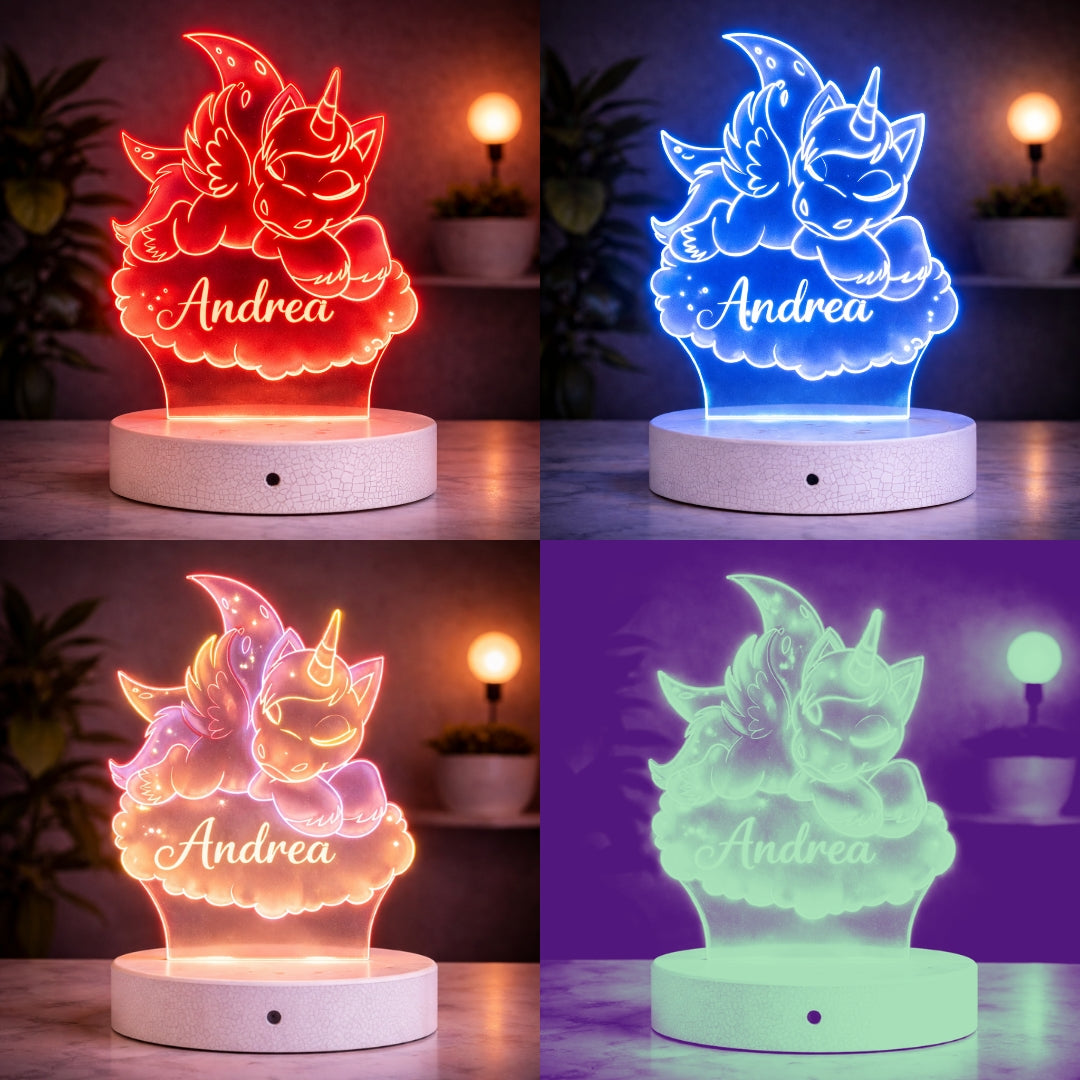 Personalised Unicorn LED Acrylic Lamp with Name | Kids Night Light Dubai
