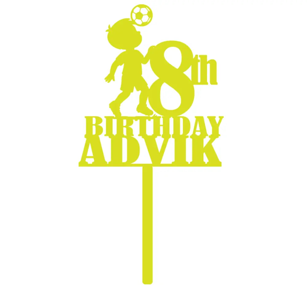 Football Birthday Cake Topper with Name & Age Magicgift.ae