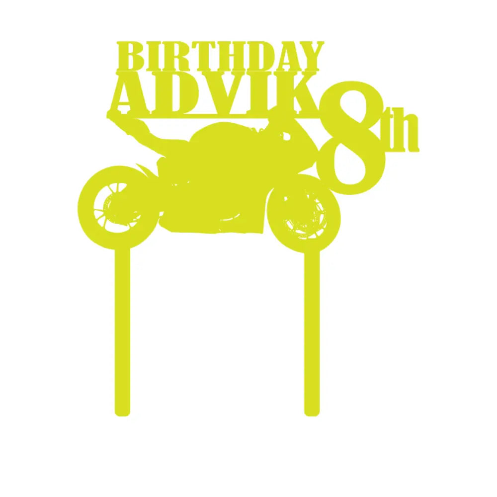 Motorbike Birthday Cake Topper with Name & Age Magicgift.ae